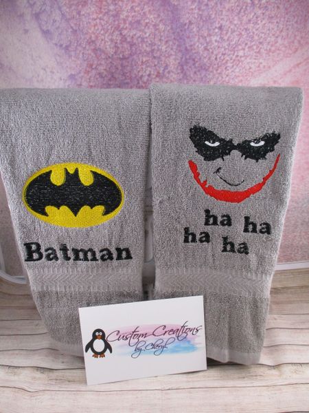 Batman & Joker Logos Superhero Kitchen Towels Hand Towels 2 piece set