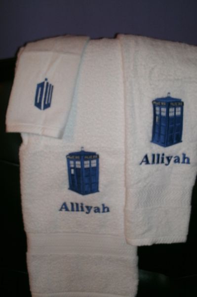 Police Call Box Inspired Personalized Towel Set