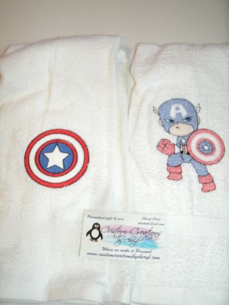 Captain America Sketch Kitchen Towels Hand Towels 2 piece set
