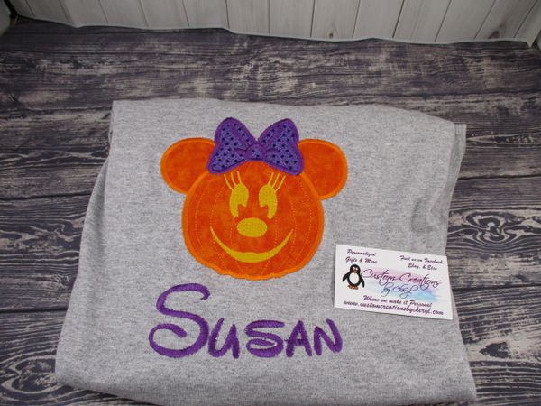Minnie Halloween Pumpkin Mouse Ears Couples Shirts