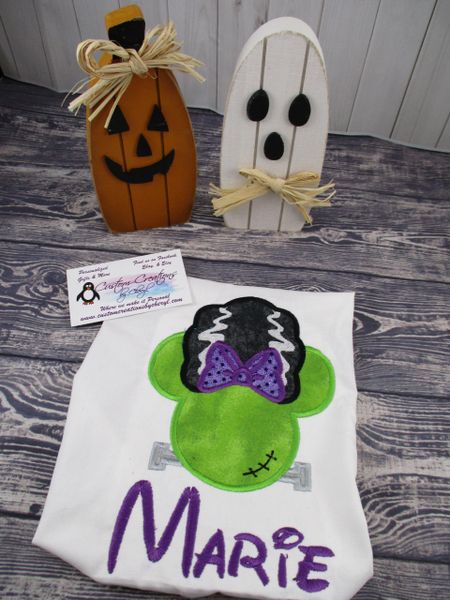 Minnie Halloween Frankenstien Bride Mouse Ears Couples Shirts