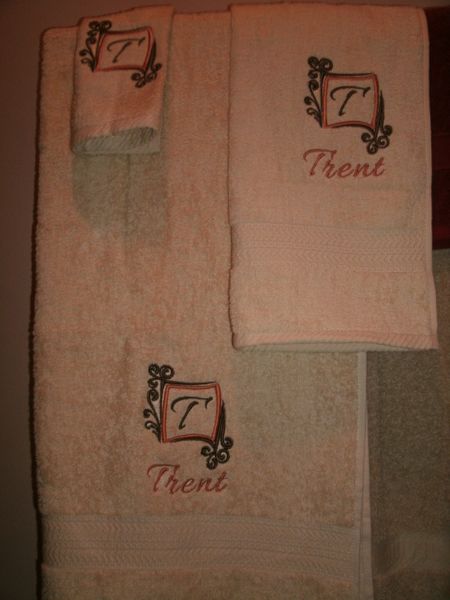 Monogram Swirl Box Personalized Towel Set Wedding or Anniversary