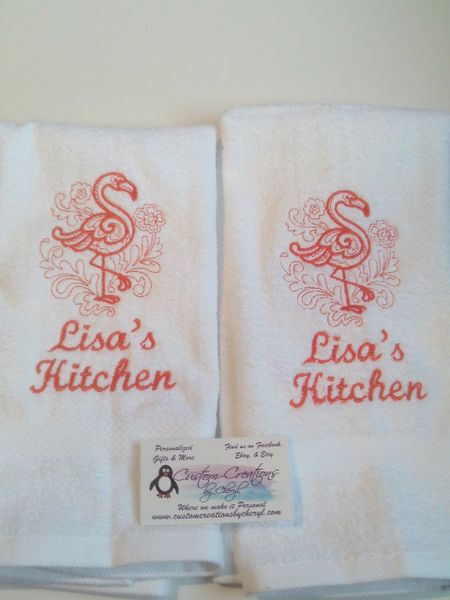 Tropical Flamingo Sketch Kitchen Towels Hand Towels 2 piece set