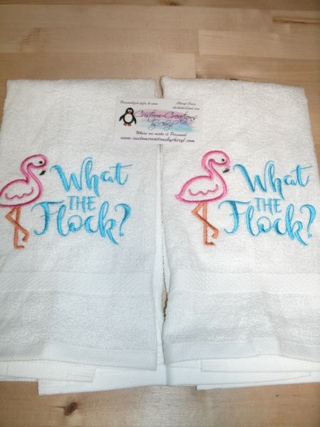Tropical Flamingo What the Flock Kitchen Towels Hand Towels 2 piece set