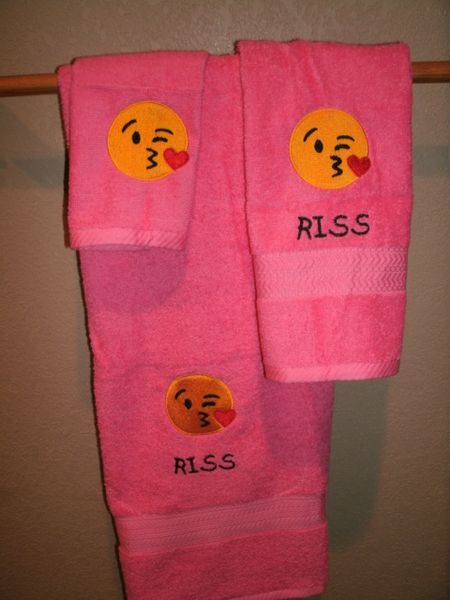 Emoji Blowing Kisses Personalized Towel Set