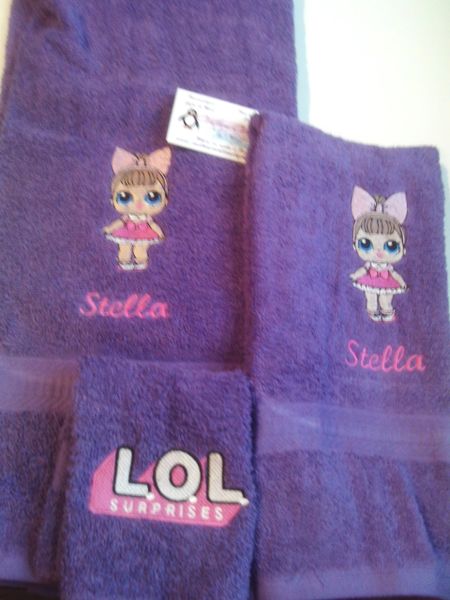 LOL Big Bow Girl Personalized Towel Set