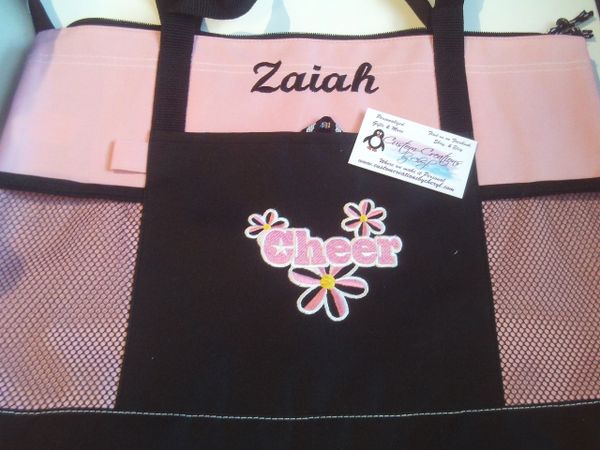 Cheer Flowers Personalized Cheerleading Tote Bag