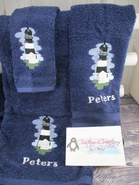 Cape Fear Lighthouse Personalized 3 piece Towel Set