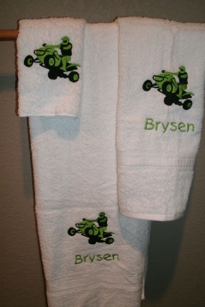 Personalized 4 Wheeler ATV Motocross Personalized 3 piece Towel Set Motorsports