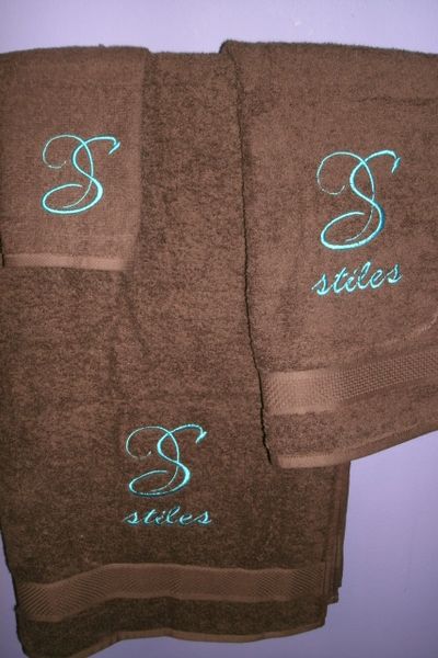 Monogram Elegant Letter Personalized Towel Set Wedding or Anniversary
