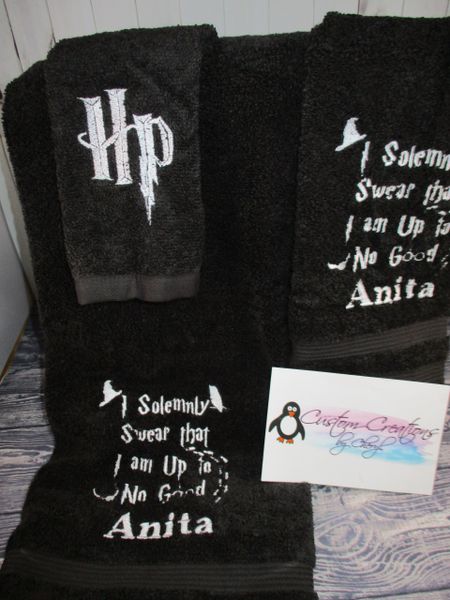 Harry Potter Wizard Solemnly Swear Personalized 3 Piece Bath Towel Set