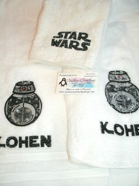 Star Wars BB9 Droid Personalized 3 piece Towel Set