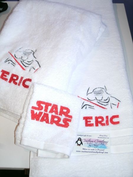 Star Wars Kylo Ren Sketch Personalized 3 piece Towel Set