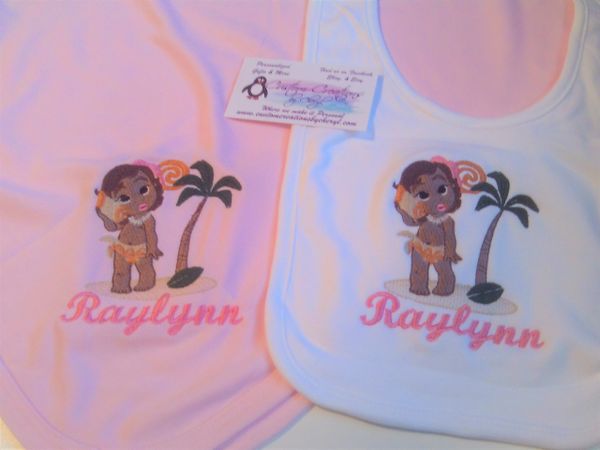 Baby Moana Personalized Girl Baby Blanket & Bib Combo Set