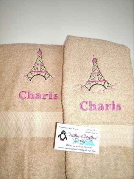 Eiffel Tower Paris Hand or Kitchen Towels Hand Towels 2 piece set