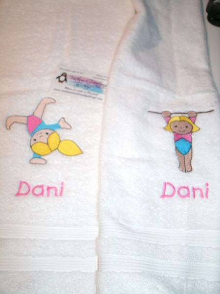 Gymnastics Hand or Kitchen Towels Hand Towels 2 piece set