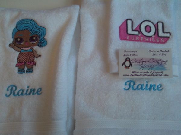 LOL Mermaid Girl Hand or Kitchen Towels Hand Towels 2 piece set