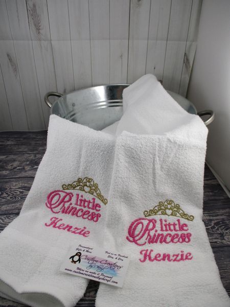 Little Princess Crown Hand or Kitchen Towels Hand Towels 2 piece set