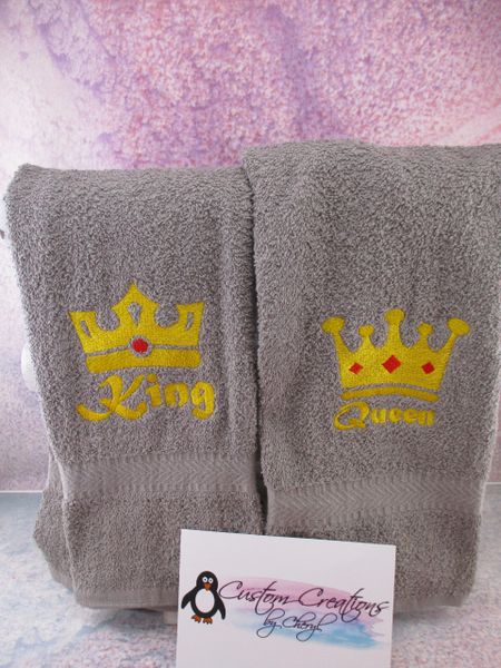 King & Queen Crowns Hand or Kitchen Towels Hand Towels 2 piece set