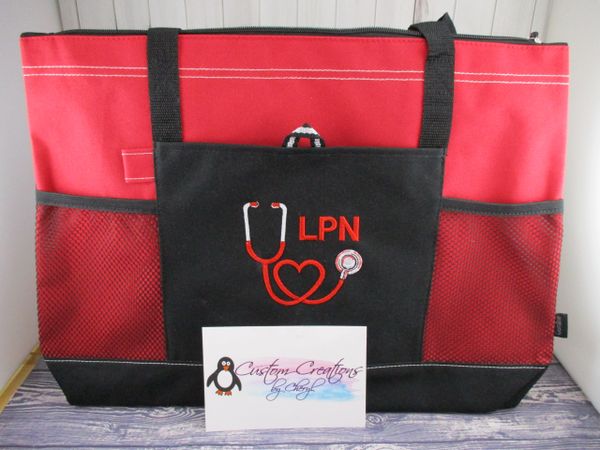 Nurse Personalized Heart Stethoscope Heart Nurse Tote Bag