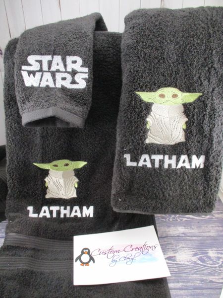 Star Wars Yoda Baby Personalized 3 piece Towel Set