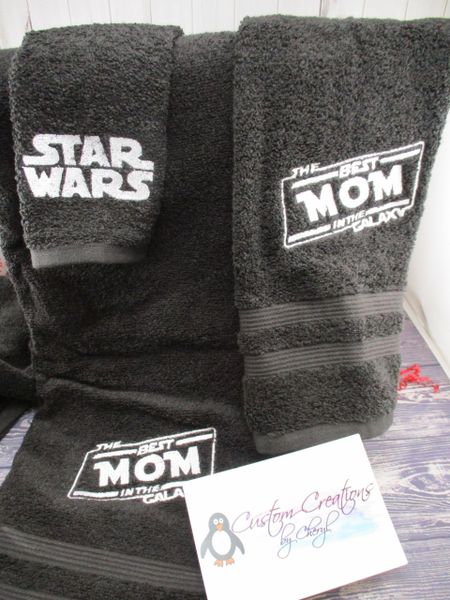 Star Wars Best Mom in the Galaxy Personalized 3 piece Towel Set