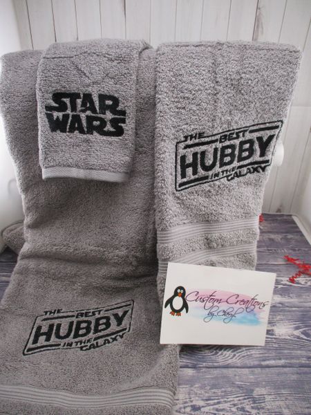 Star Wars Best Hubby in the Galaxy Personalized 3 piece Towel Set