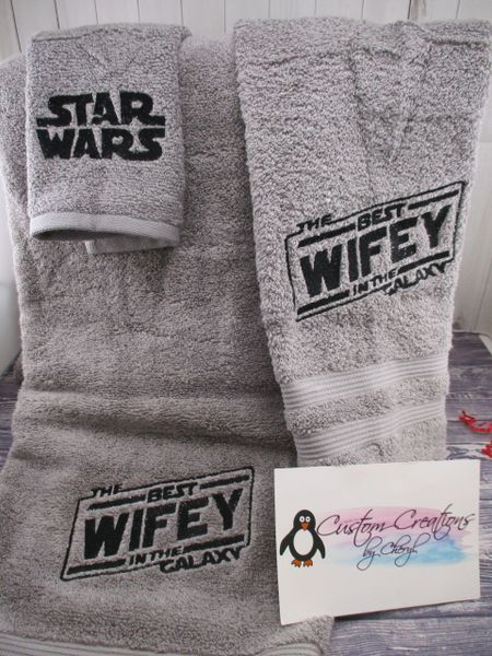 Star Wars Best Wifey in the Galaxy Personalized 3 piece Towel Set