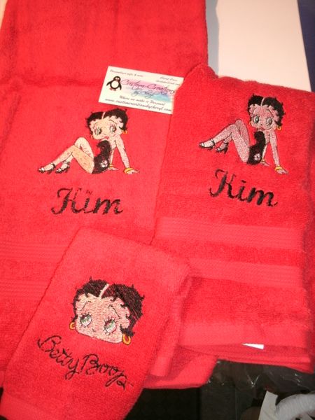 Personalized Betty Boop sexy sidepose 3 piece Bath Towel Set