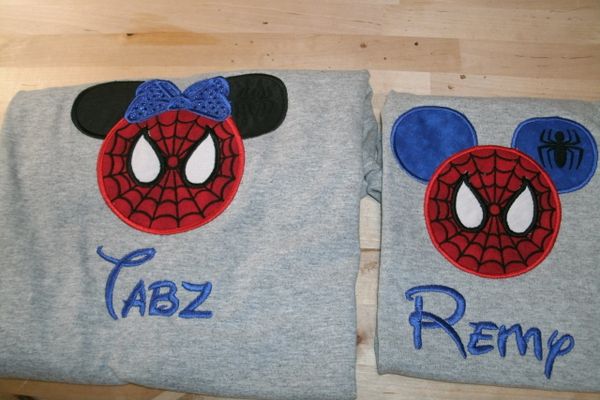 Mickey & Minnie Spiderman Mouse Ear Couples Shirts