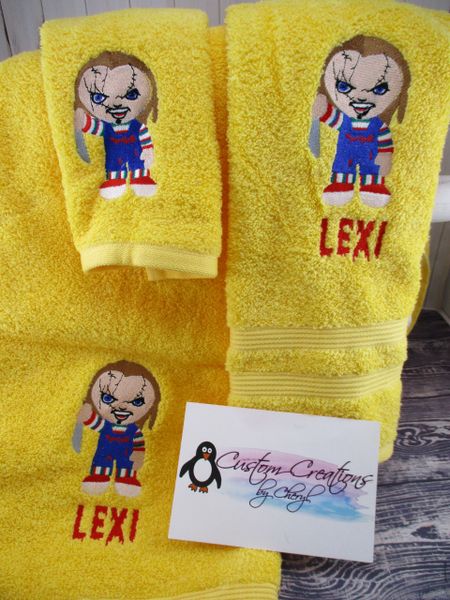 Horror Chucky Personalized 3 Piece Bath Towel Set