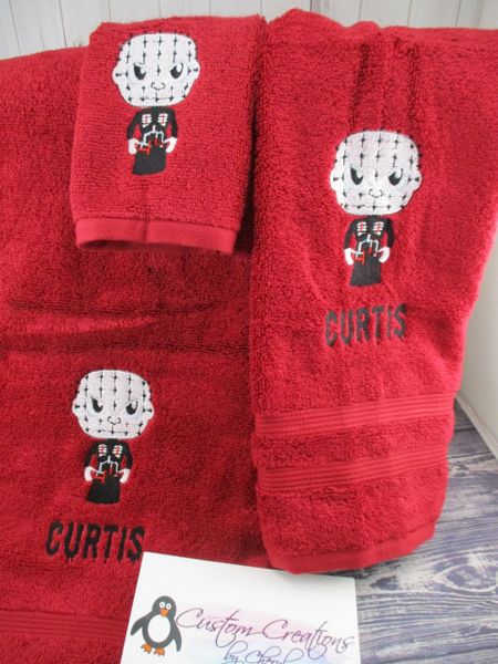 Horror Pinhead Personalized 3 Piece Bath Towel Set