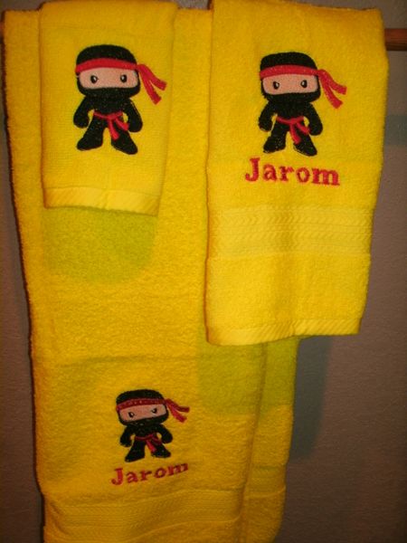 Ninja Karate Kid Personalized 3 Piece Towel Set