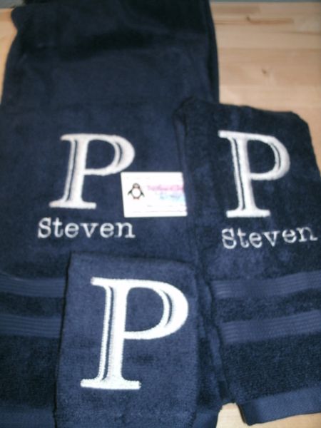 Monogram Engraved Letter Personalized Towel Set Wedding or Anniversary