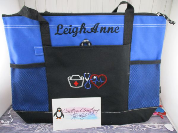 Nurse Trio Outline Personalized Nurse Tote Bag