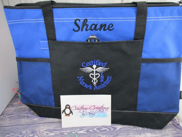 Certified Nurses Assistant CNA Caduceus Logo Personalized Nurse Life Nurse Tote Bag