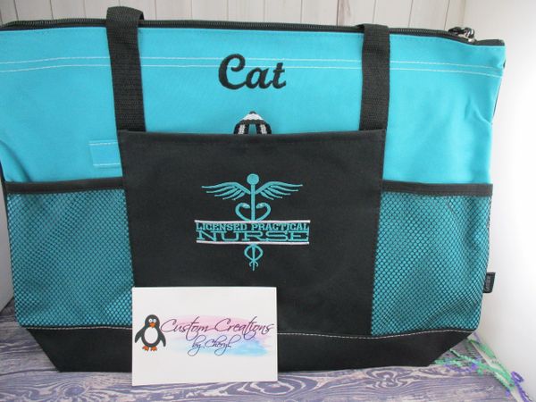 Licensed Practical Nurse LPN Split Caduceus Logo Personalized Nurse Life Nurse Tote Bag