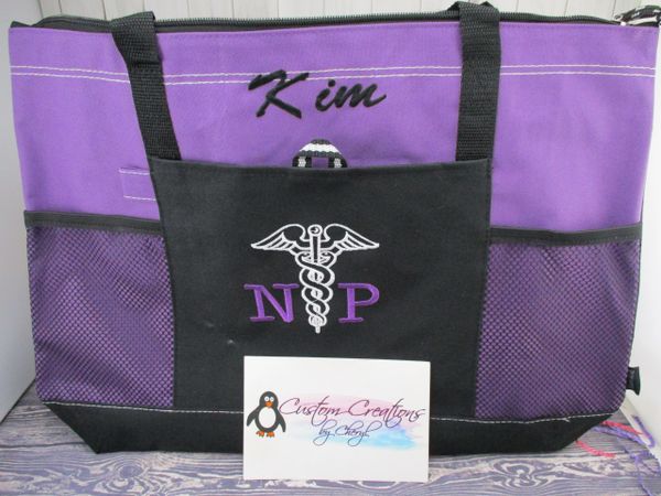 Nurse Practitioner NP Caduceus Logo Personalized Nurse Life Nurse Tote Bag