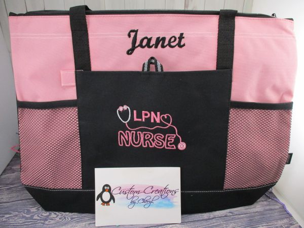 LPN Nurse Outline Personalized Nurse Tote Bag
