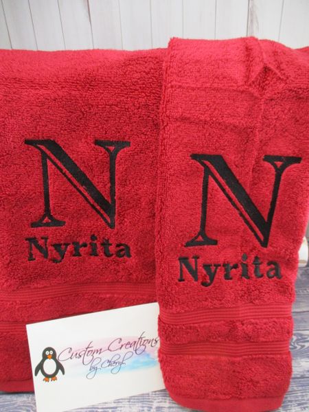 Monogram Engraved Letter Kitchen Towels Hand Towels 2 piece set