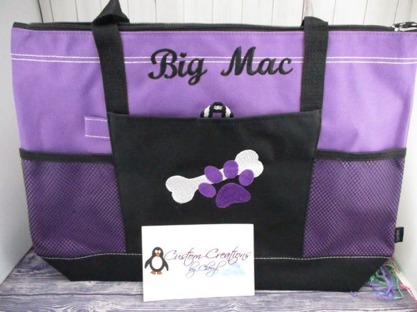 Bone Paw Print Dog Mom Personalized Pet Tote Bag