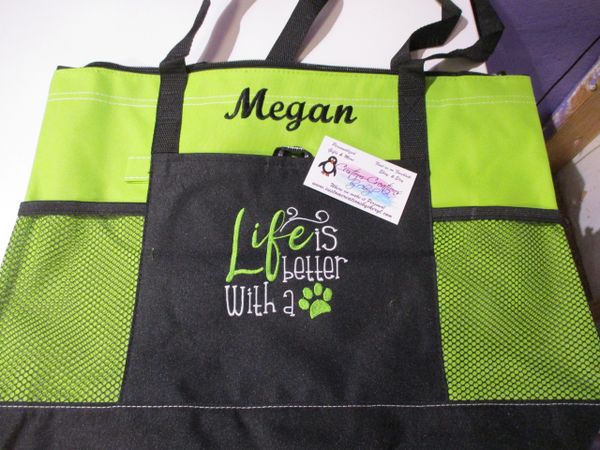 Life is better with a paw Paw Print Dog Mom Personalized Pet Tote Bag