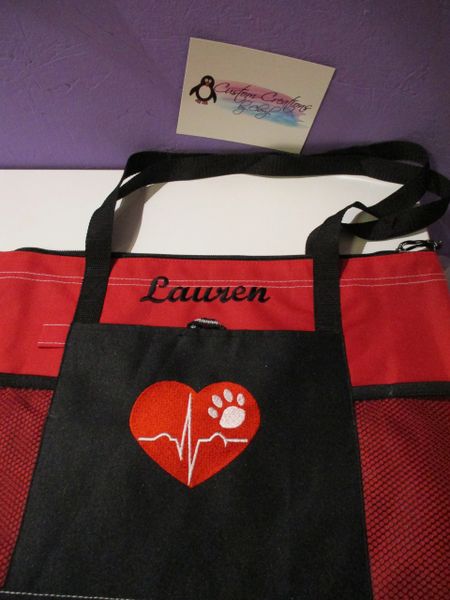 Heart Paw print heartbeat Dog Mom Personalized Pet Tote Bag