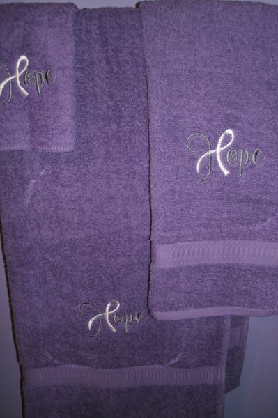 Cancer Hope Ribbon Personalized Piece Towel Set