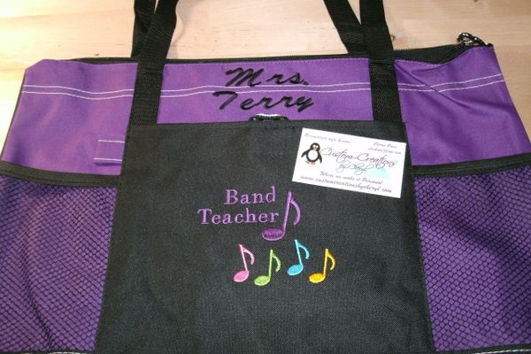 Band Teacher Music Notes Personalized Tote Bag