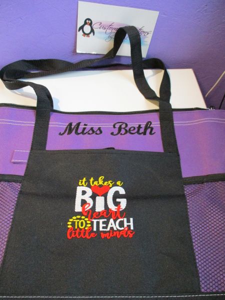 It takes a Big heart to Teach little Minds Personalized Tote Bag Great Teacher Gift