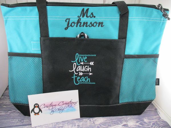 Teacher Live Laugh Teach Personalized Tote Bag Great Teacher Gift