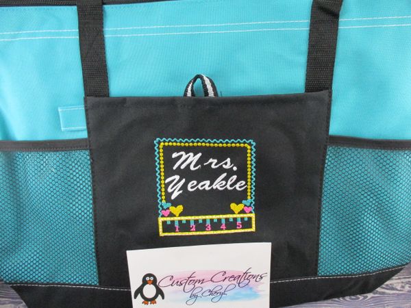 Teachers Chalkboard Frame Personalized Tote Bag Great Teacher Gift