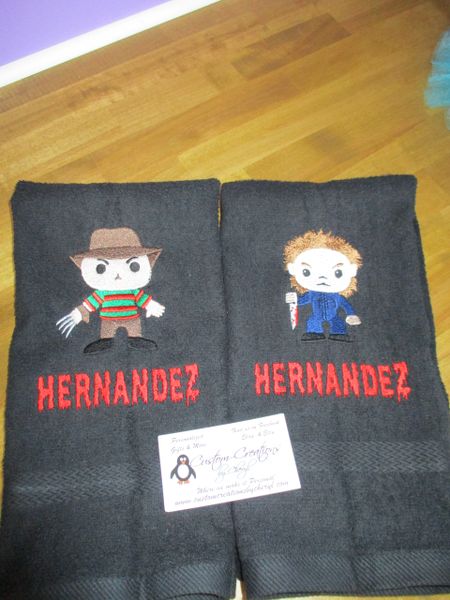 Freddy & Michael Horror Kitchen Towels Hand Towels 2 piece set