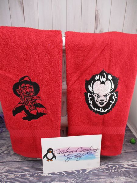 Freddy Face & Pennywise Horror Kitchen Towels Hand Towels 2 piece set